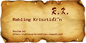 Rehling Krisztián névjegykártya